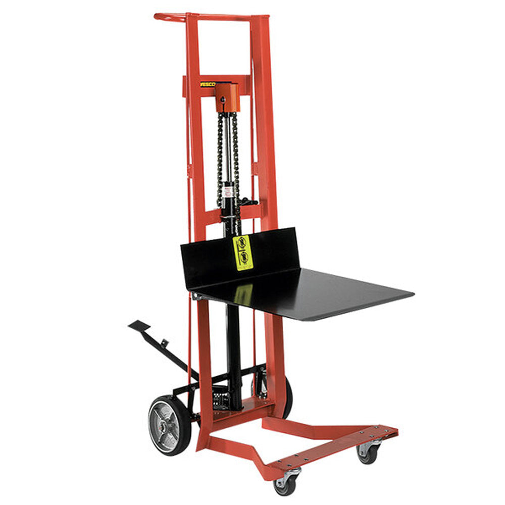 Four-Wheeled Hydraulic Lift with Adjustable Forks, 750 lb Capacity - Wesco