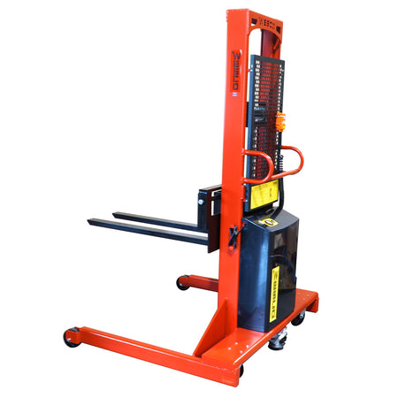 Fixed Base Powered Stacker with Forks - 56" O.D. - 1500-2000 lb Capacity - Wesco