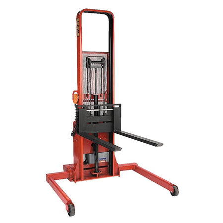 Adjustable Base Powered Stacker with 3" x 42" Forks, 1500-2000 lb Capacity - Wesco