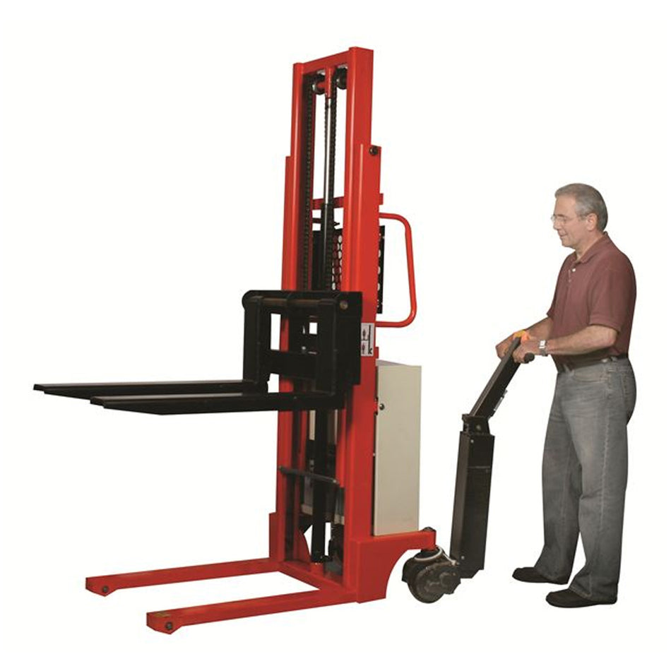 Power Drive Stacker with 5" x 35.25" Adjustable Forks, 2200 lb Capacity - Wesco