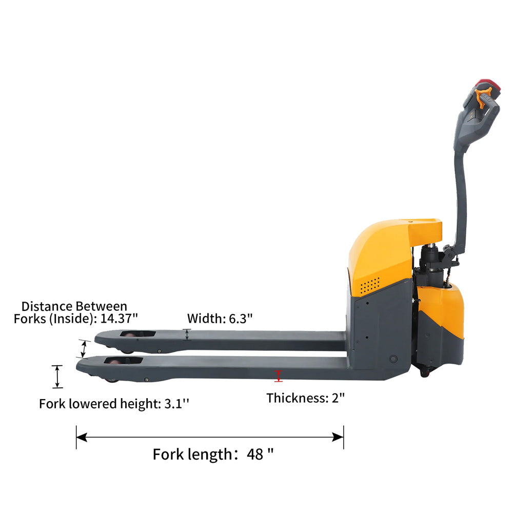 Full Electric Pallet Jack with Emergency Key Switch, 3300-4400lbs Cap. - Apollo Forklift