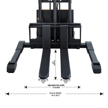 Semi-Electric Straddle Stacker, 3300 lbs Capacity, 118" Lifting Height - Apollo Forklift