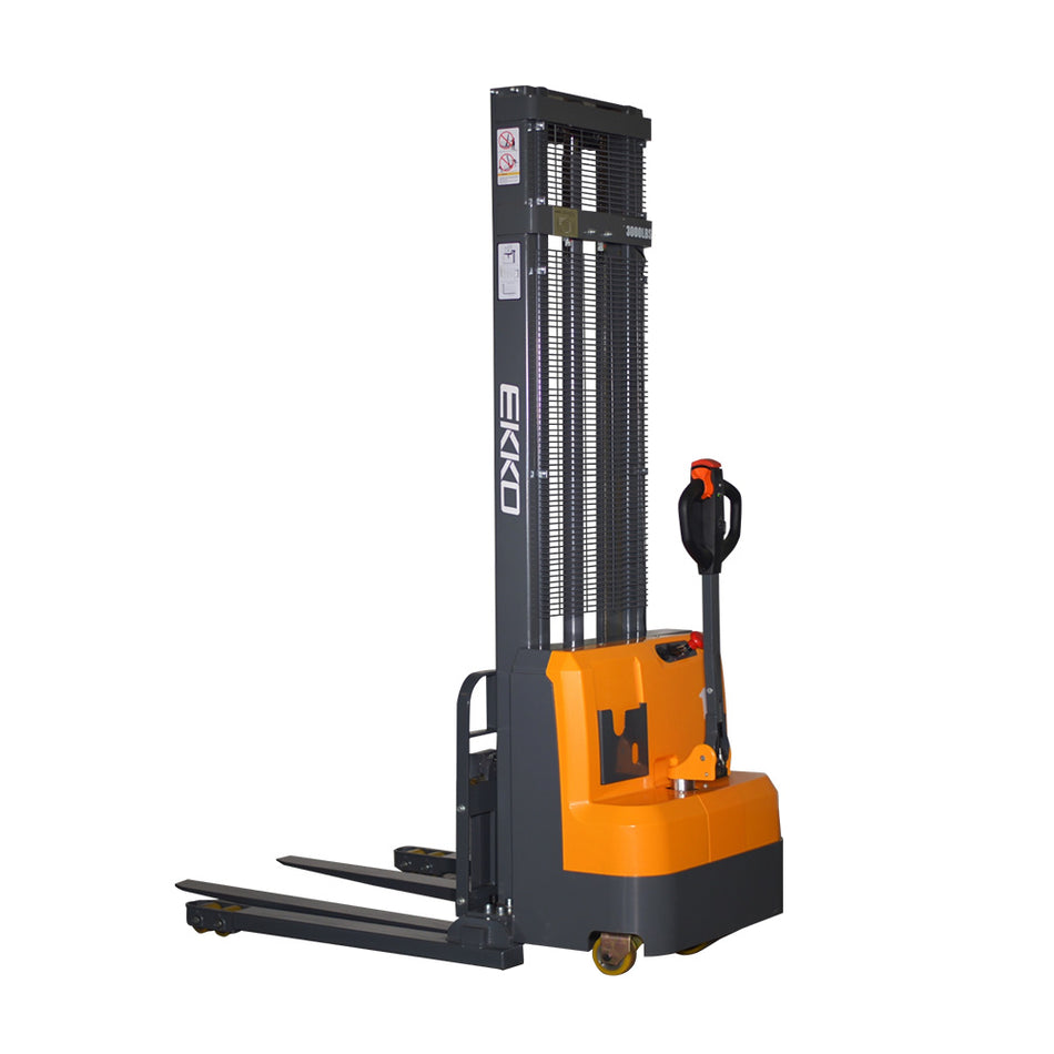 Full Electric Straddle Stacker 3000 lbs Capacity with Adjustable Forks - EB14C