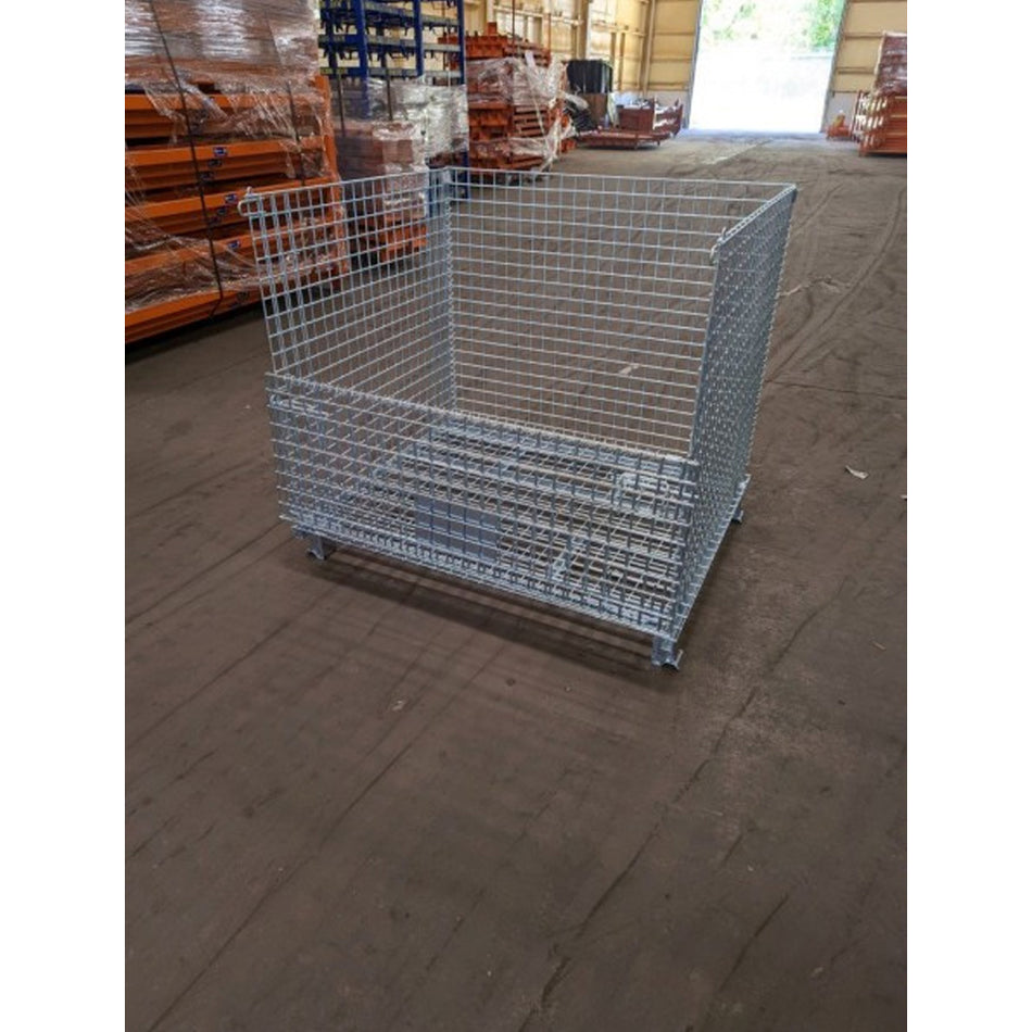 Heavy-Duty Collapsible Wire Bulk Containers with Drop Gate