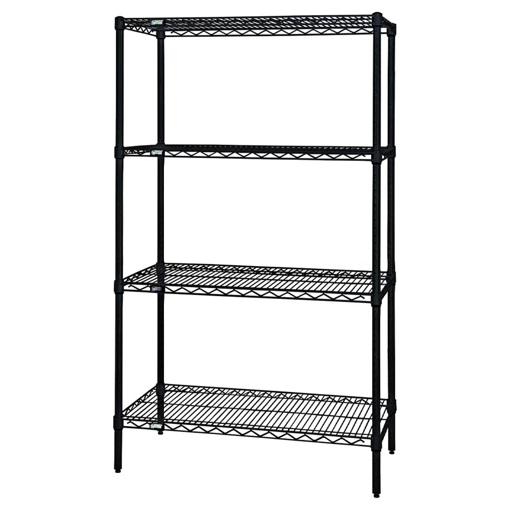 Black Epoxy 4-Shelf Wire One Box Shelving Unit - Quantum Storage Systems