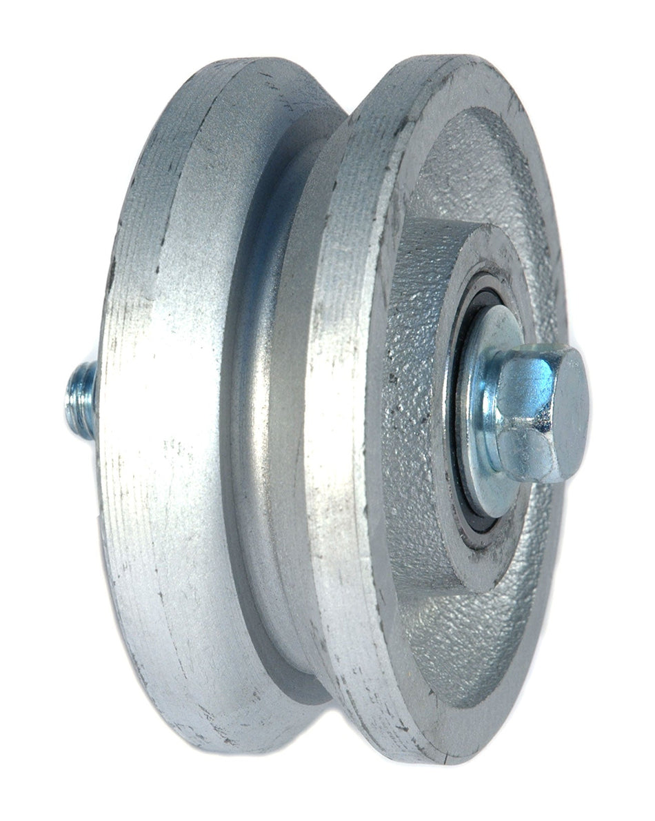 4" x 1-1/2" Silver V-Groove Wheel, 1/2" Precision Bearing - DH International