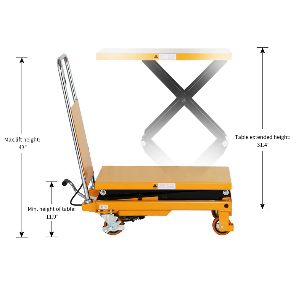 Double Scissor Lift Table, 330-1760 lbs, 43"-59" Lifting Height - Apollo Forklift