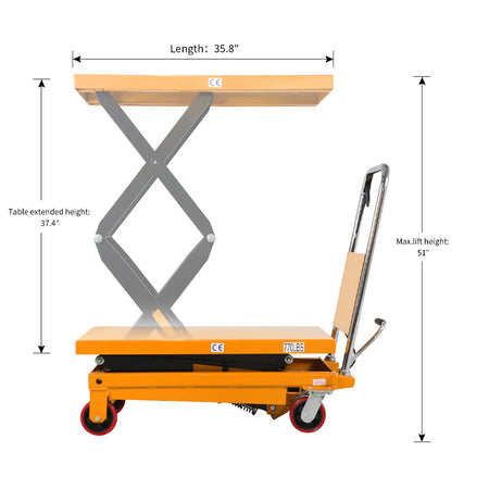 Double Scissor Lift Table, 330-1760 lbs, 43"-59" Lifting Height - Apollo Forklift