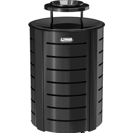 35 Gallon Outdoor Decorative Metal Trash Can With Metal Lid - Suncast Commercial