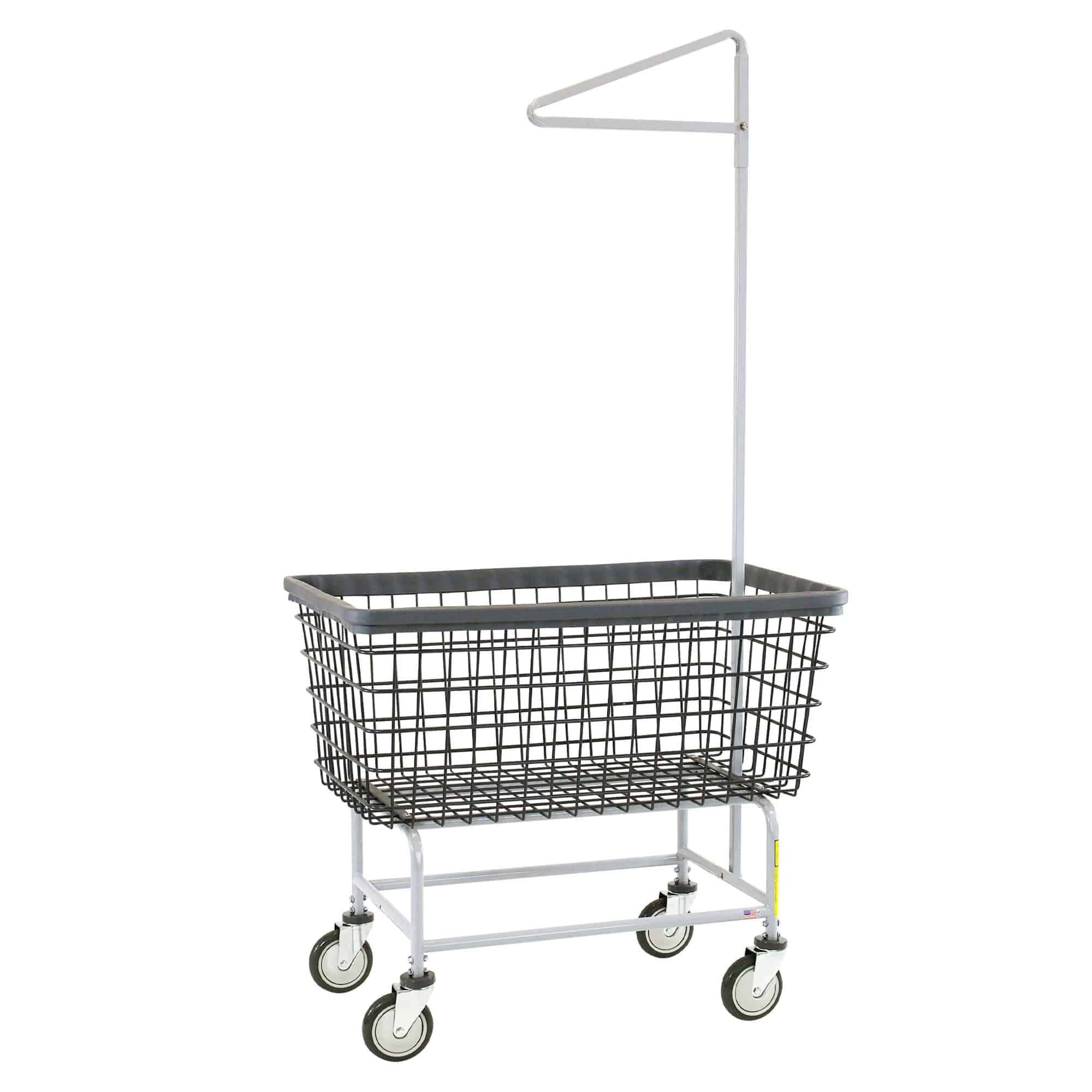 Mega Capacity "Big Dog" Laundry Cart with Single Pole Rack - R&B Wire