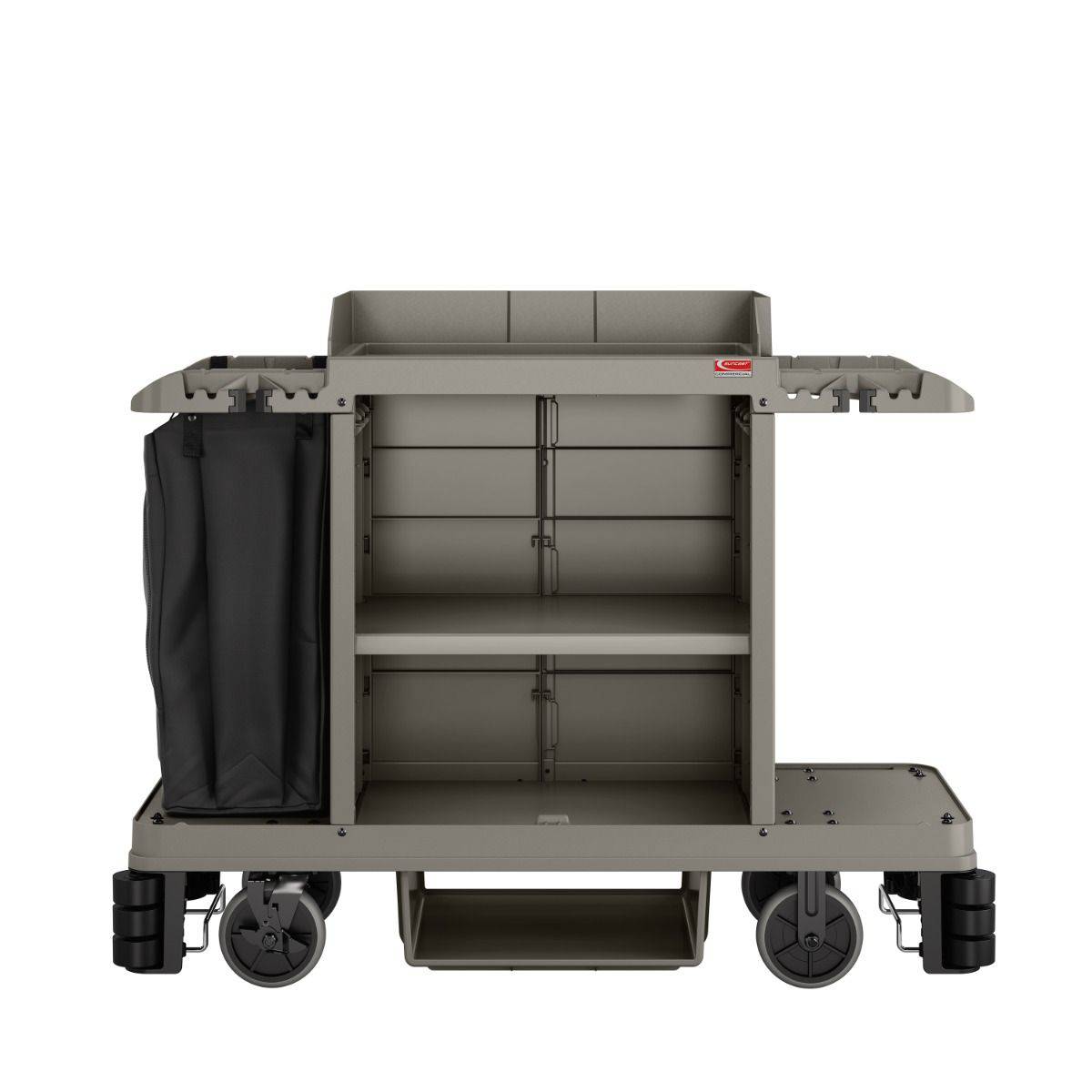 Partially Assembled Housekeeping Cart, Platinum - Suncast Commercial