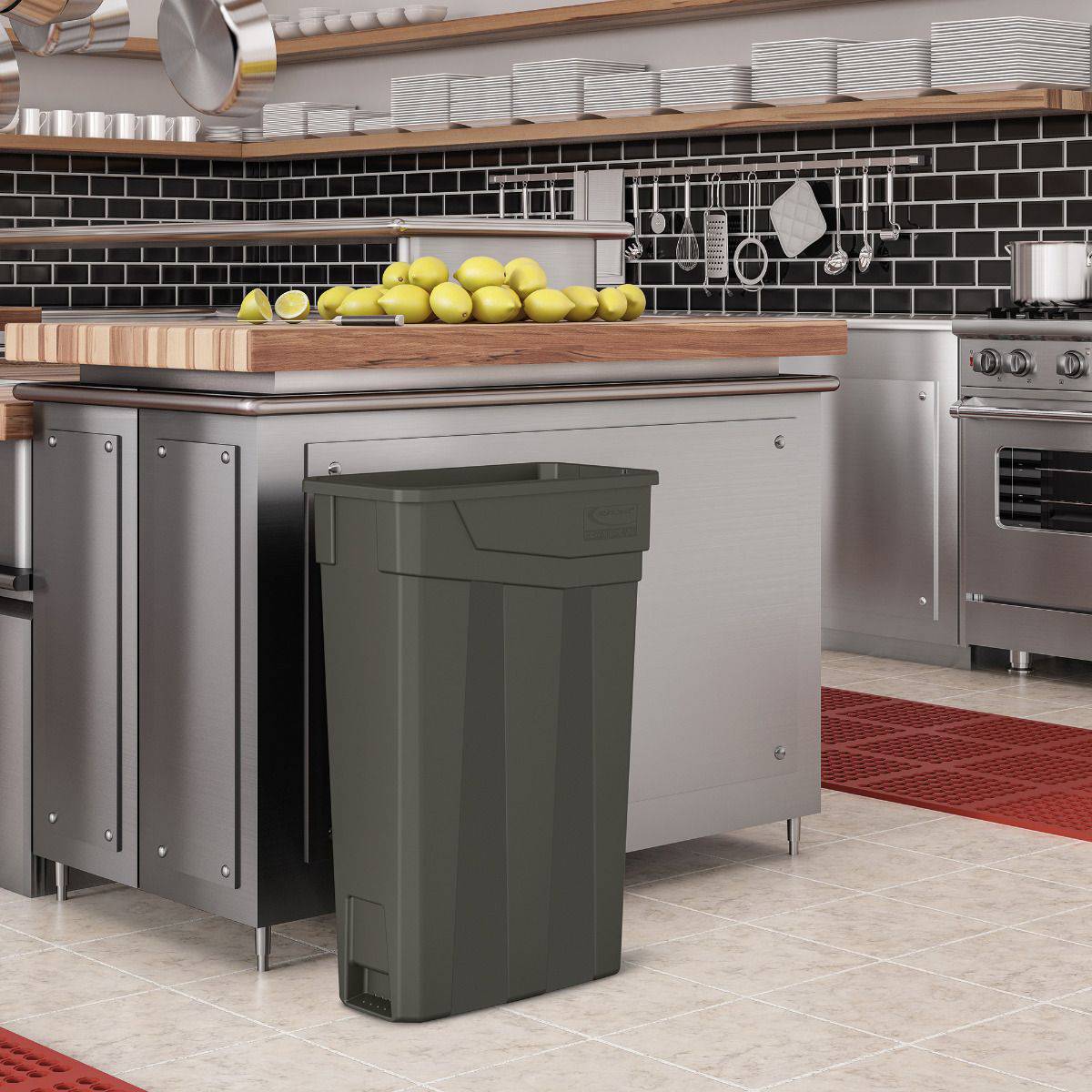 23 Gallon Resin Slim Trash Can - Gray - Suncast Commercial