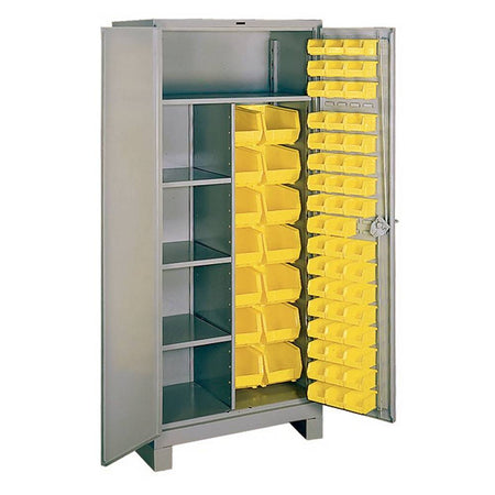 All-Welded 36"w x 21"d x 82"h Steel Industrial Bin Storage Cabinet with 64 Bins - Lyon