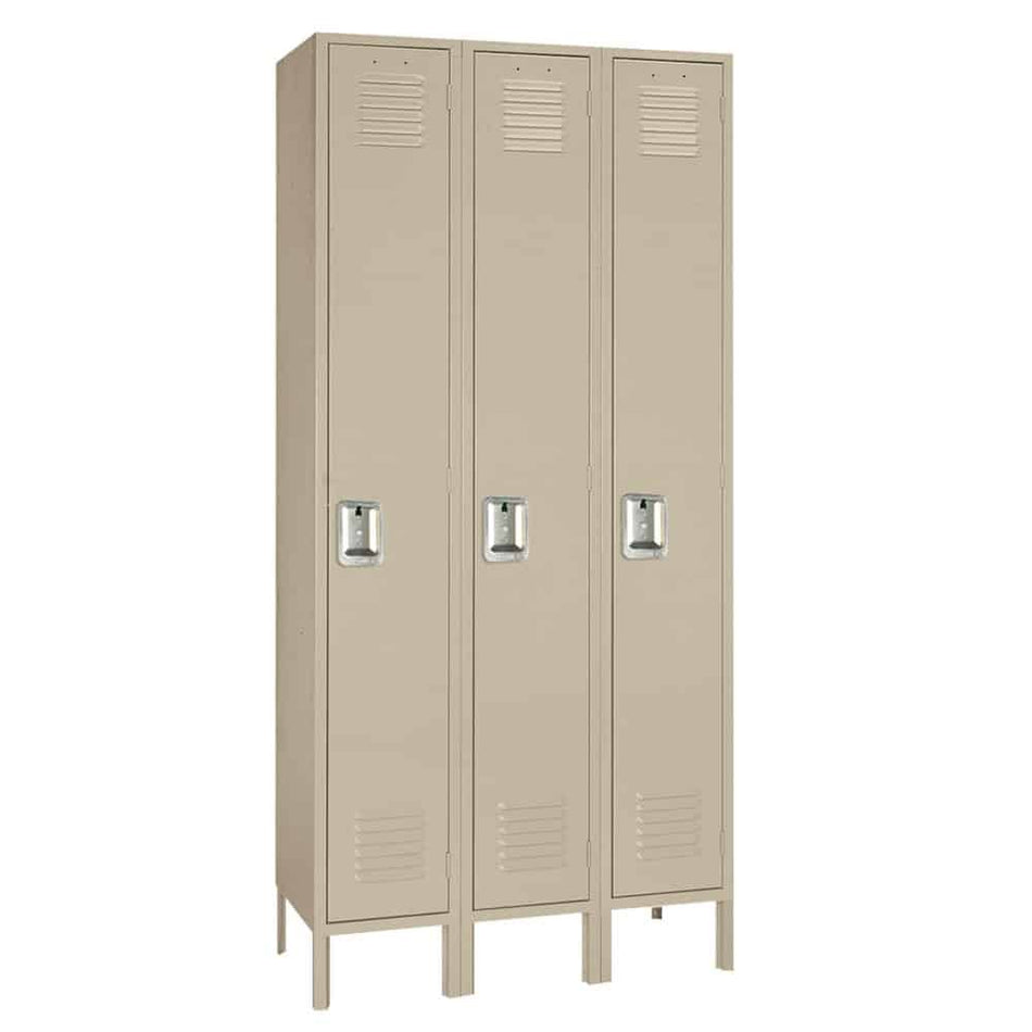 Single Tier 15"w x 18"d x 78"h Standard Metal Locker 3 Wide - Lyon