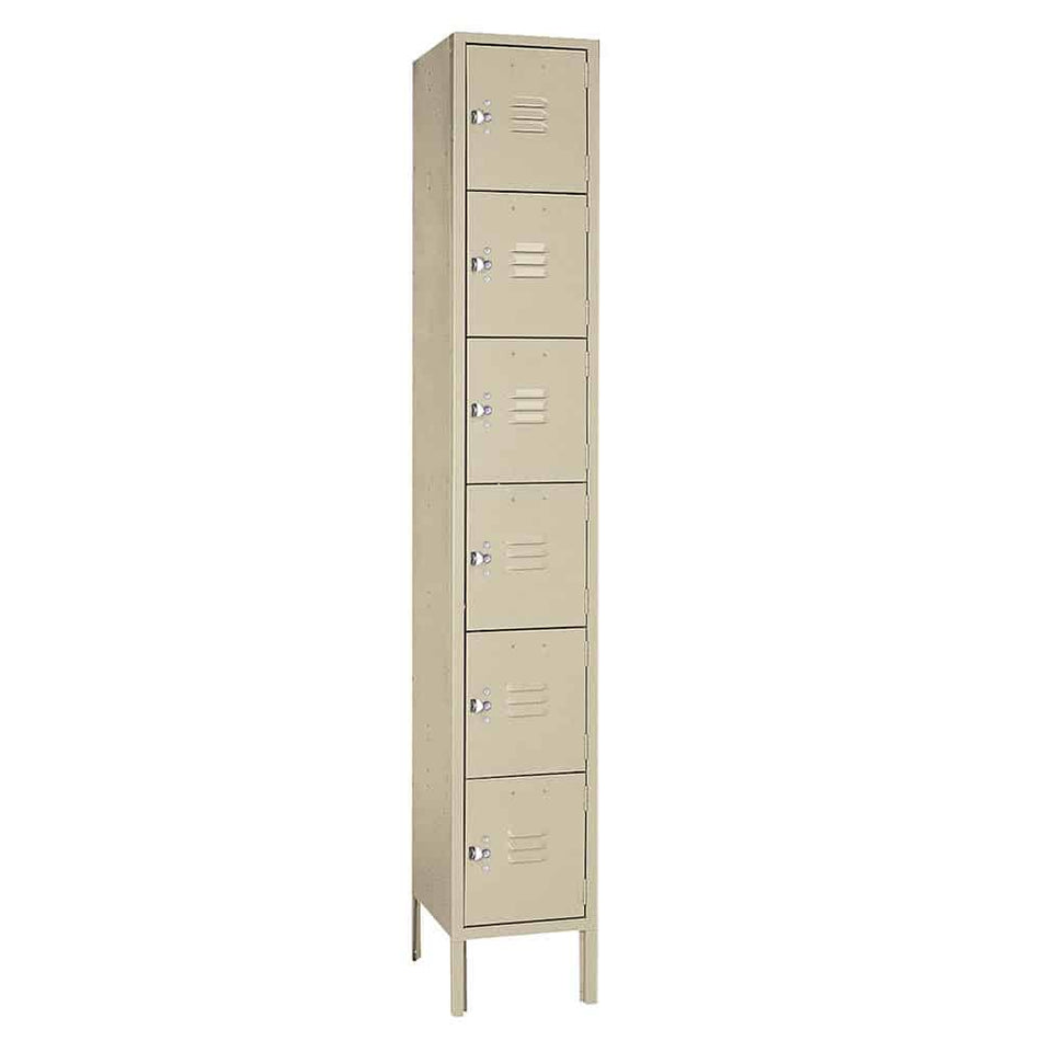 Six Tier 12"w x 15"d x 78"h Standard Metal Locker 1 Wide - Lyon