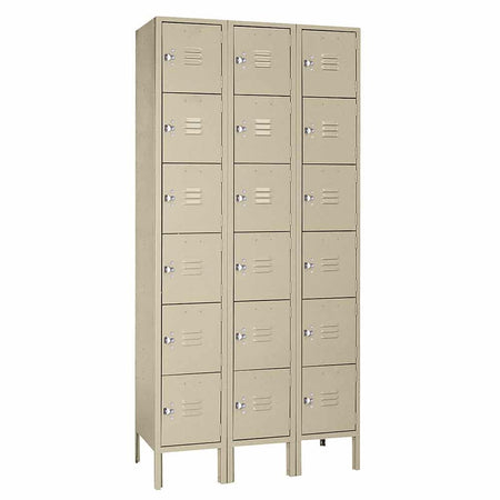 Six Tier 12"w x 15"d x 78"h Standard Metal Locker 3 Wide - Lyon