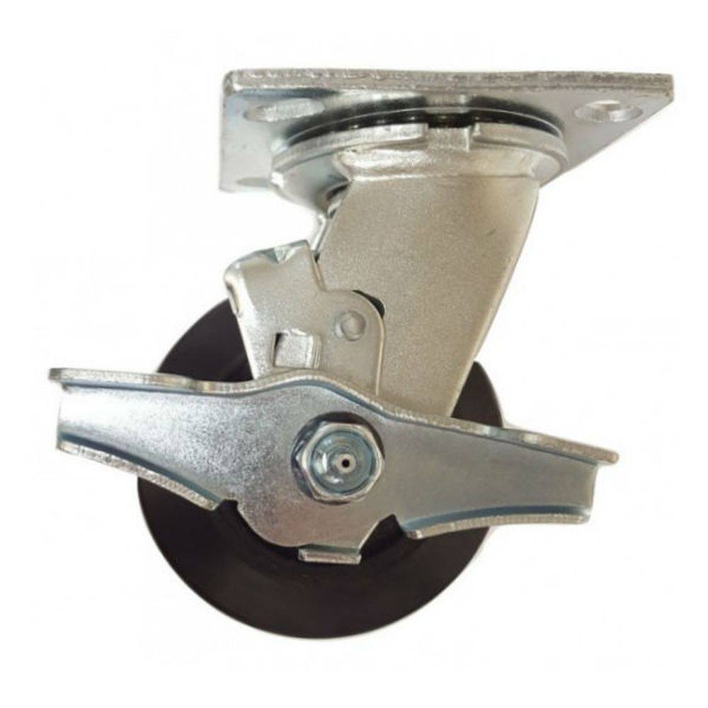 4" x 2" Mold-On Rubber Cast Swivel Caster w/ Top Lock Brake - 400 lbs. Cap. - Durable Superior Casters