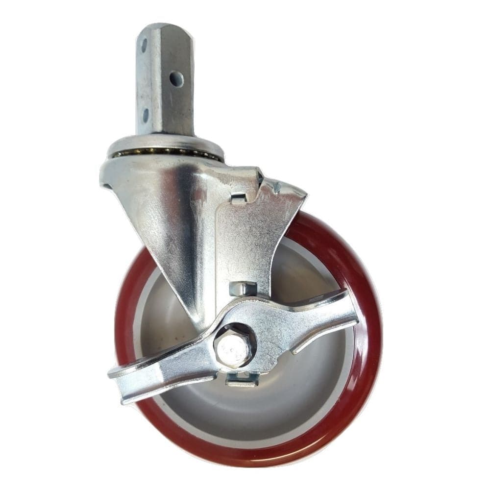 5" x 1-1/4" Polymadic Wheel Square Swivel Stem Caster W/ Brake - 350 lbs. Cap. - Durable Superior Casters