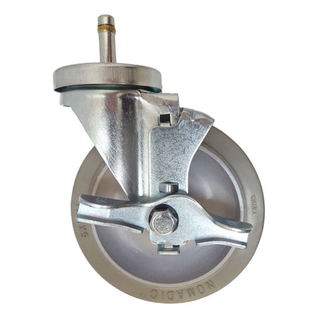 5" x 1-1/4" Nomadic Swivel Grip Ring Stem Caster, Brake (7/16") - 325 lbs. Cap. - Durable Superior Casters