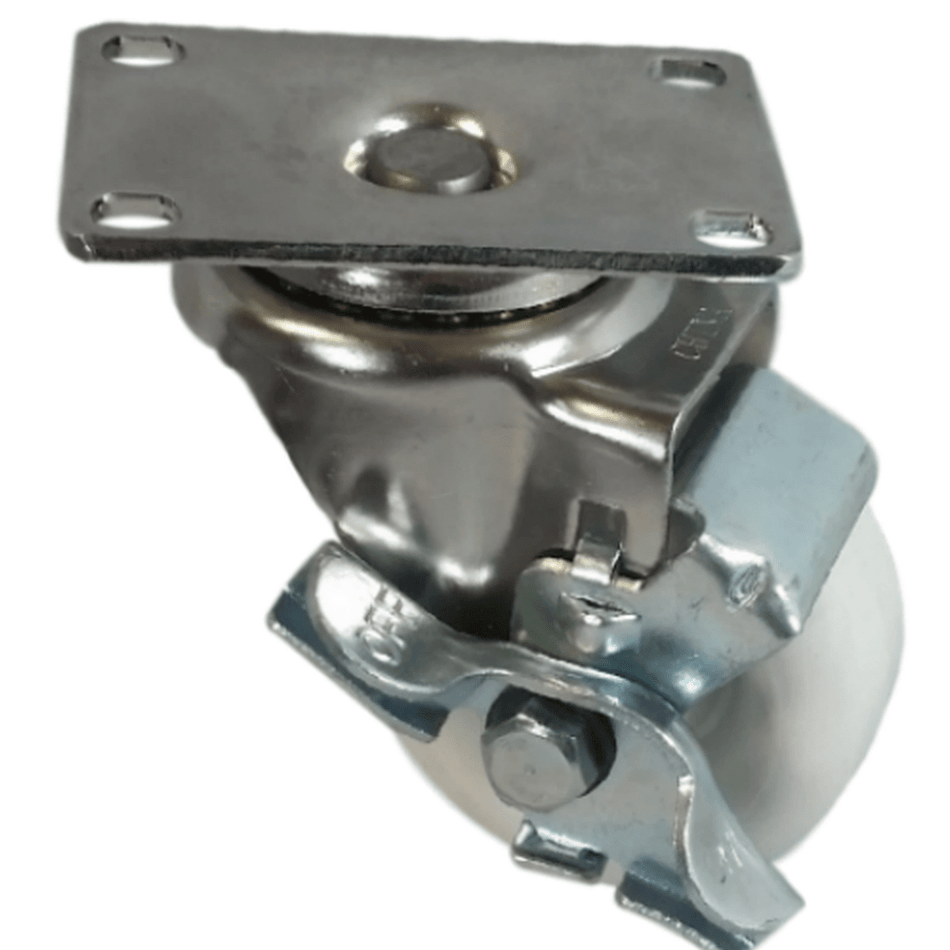 3" x 1-1/4" Polyolefin Wheel Swivel Caster S.S., Top Lock Brake, 300# Cap - Durable Superior Casters