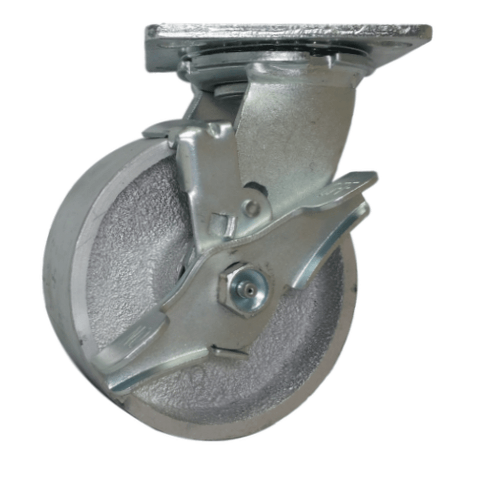 5" x 2" Semi-Steel Wheel Swivel Caster w/ Top Lock Brake - 1000 lbs. Cap. - Durable Superior Casters