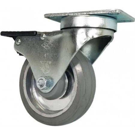 5" X 1-1/4" Mold-On Rubber Aluminum Swivel Caster, Total-Lock Brake - 375 lbs. Cap. - Durable Superior Casters