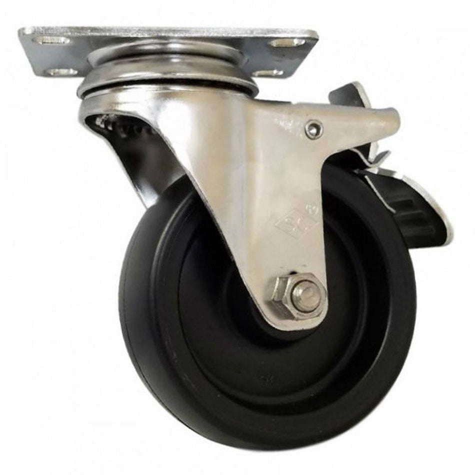 4" x 1-1/4" Polyolefin Wheel S.S. Swivel Caster, Total Lock Brake, 300# Cap - Durable Superior Casters