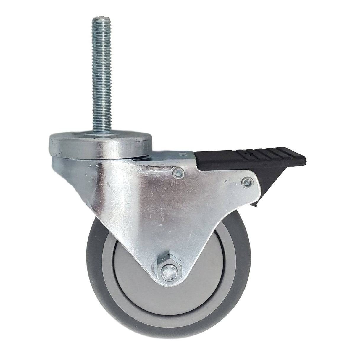 4" x 1-1/4" Thermo-Pro Thread Stem Caster Total Lock Brake - 250# Cap - Durable Superior Casters