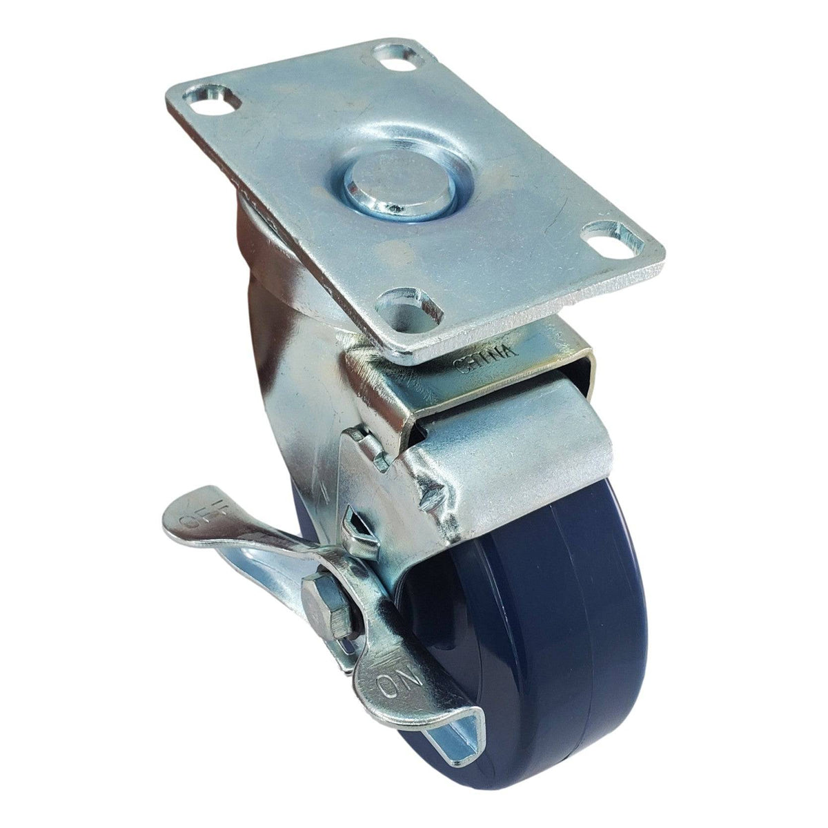 4" x 1-1/4" DuraLastomer Wheel Swivel Caster w/Top Lock Brake - 350 lbs. Capacity - Durable Superior Casters