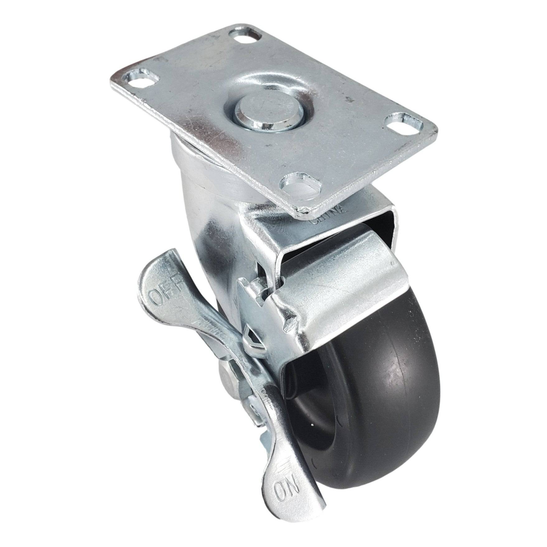 4" x 1-1/4" Polyolefin Wheel Swivel Caster w/ Top Lock Brake - 350 lbs. Cap. - Durable Superior Casters