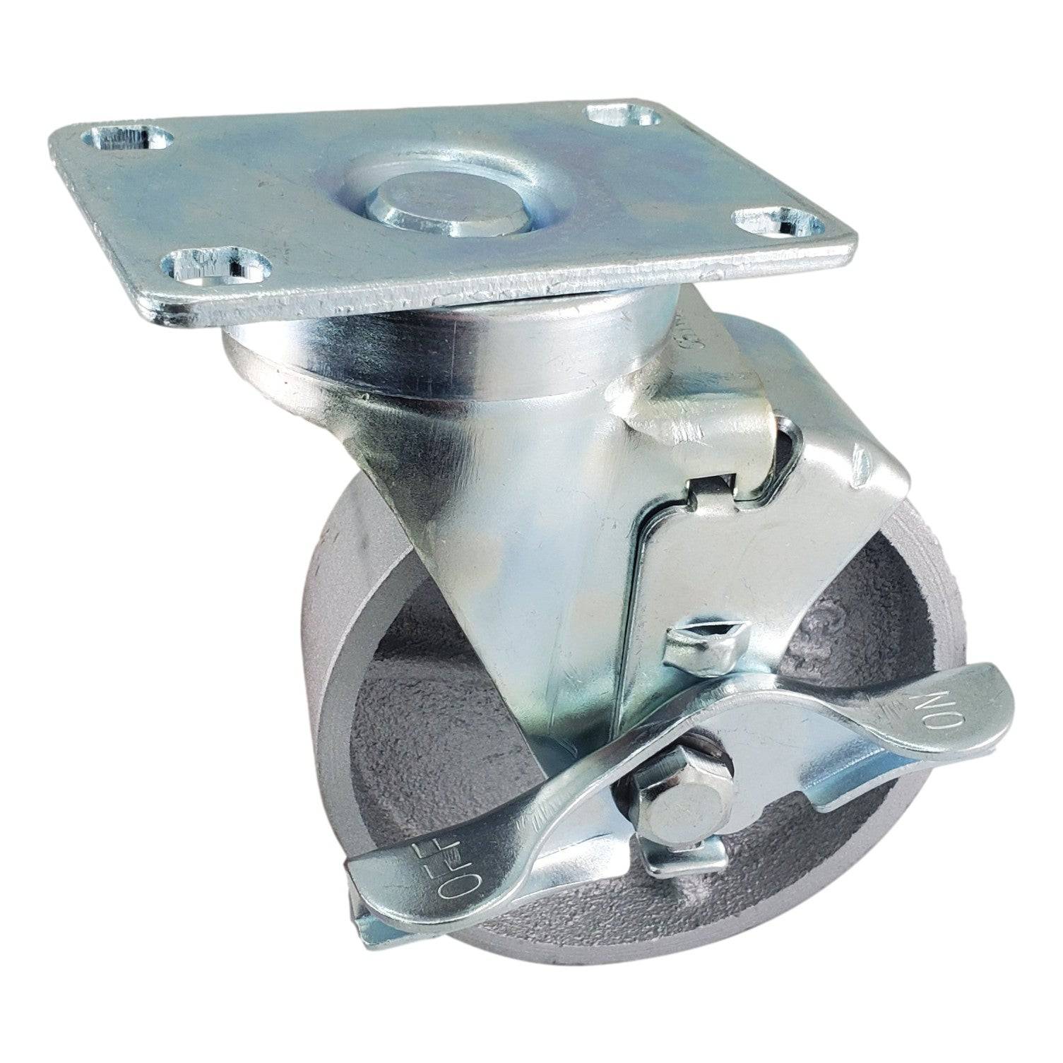 4" x 1-1/4" Semi-Steel Wheel Swivel Caster w/ Top Lock Brake - 300 lbs. Capacity - Durable Superior Casters