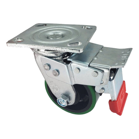 4" x 2" Polyon MaxRok Wheel Swivel Caster w/ Total Lock Brake - 700 lbs. capacity - Durable Superior Casters