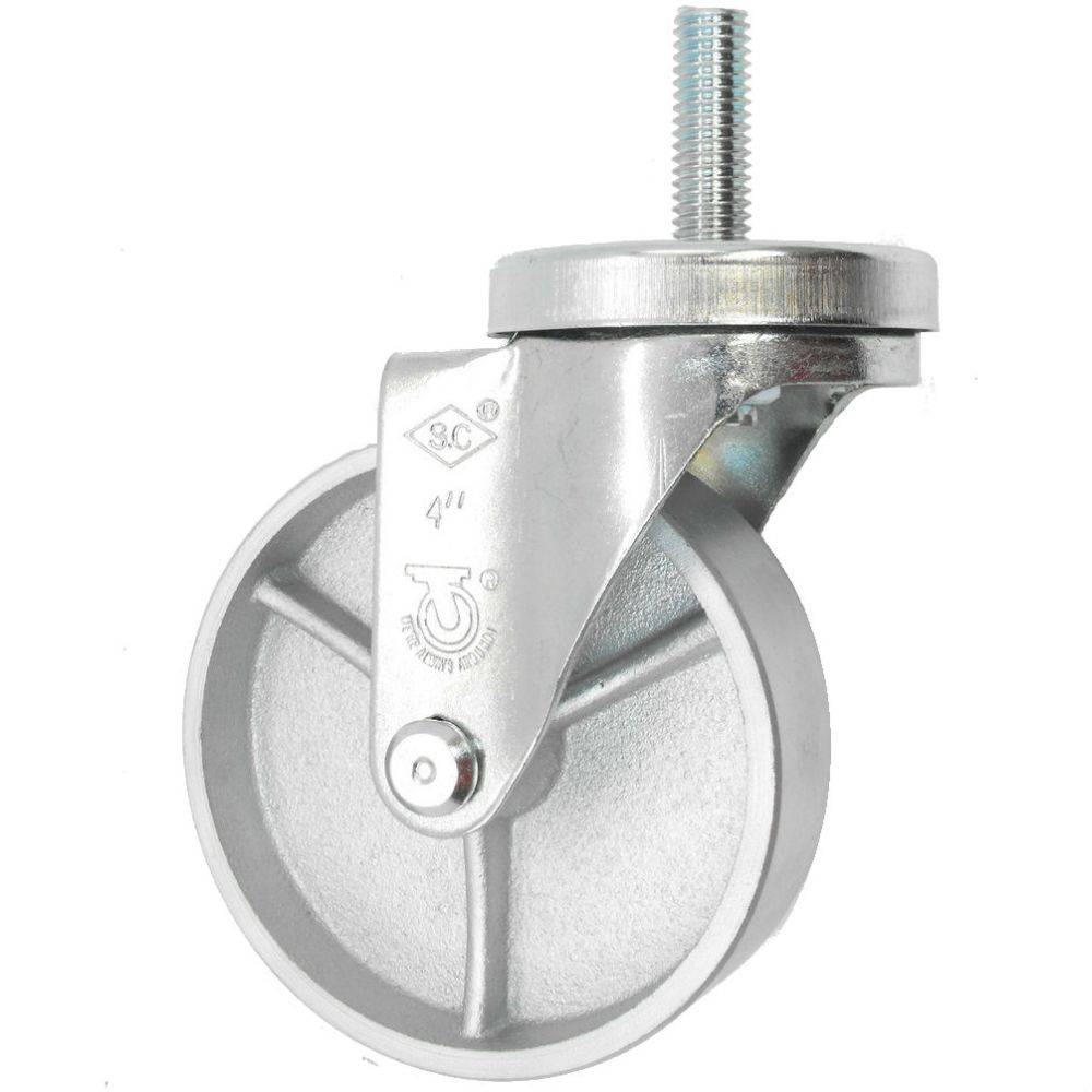 4" x 1-1/4" Semi-Steel Wheel Swivel Stem Caster (1/2") - 300 lbs. Capacity - Durable Superior Casters