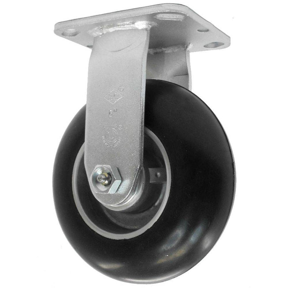 6" x 2" Dura Cushion Wheel Rigid Caster (Black) - 350 lbs. capacity - Durable Superior Casters