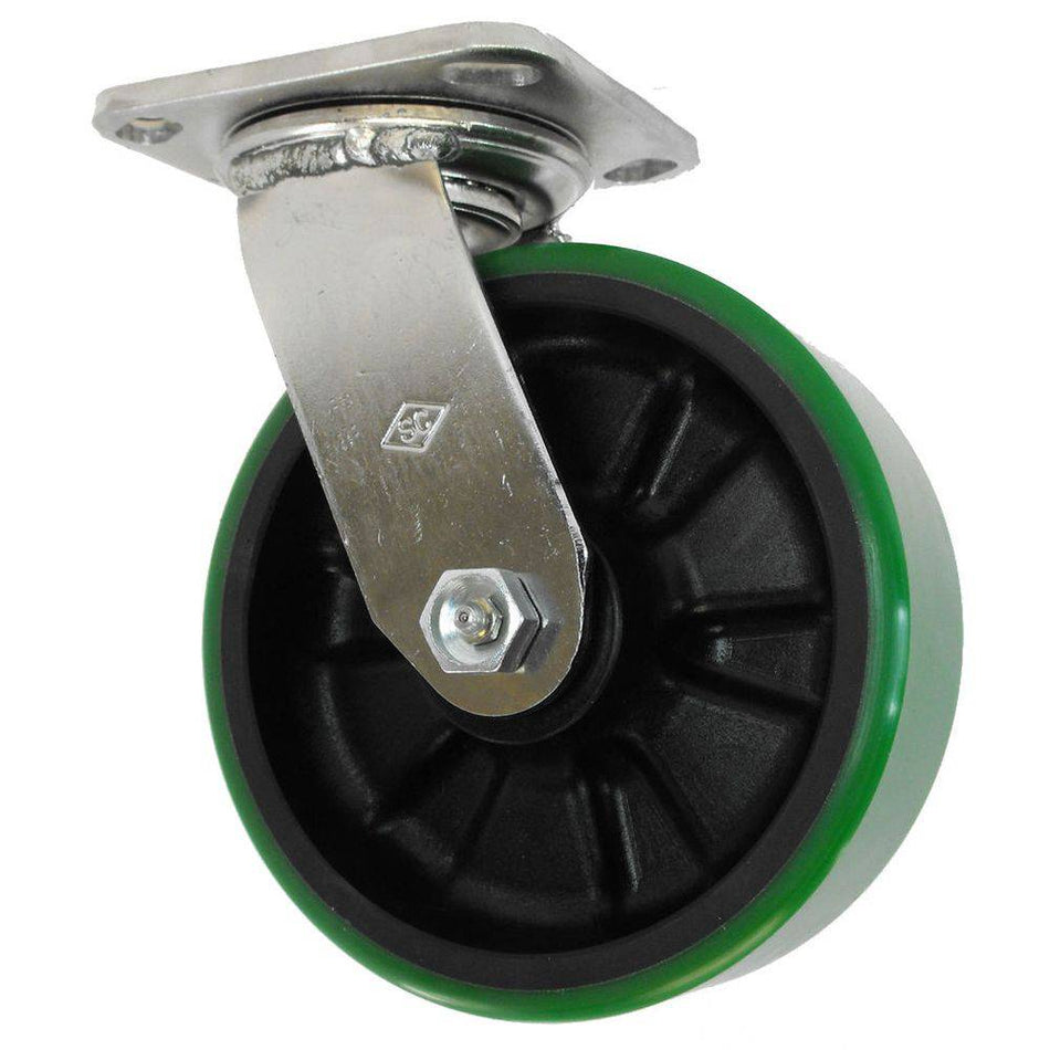 6" x 2" Polyon MaxRok Wheel Swivel Caster Stainless Steel - 1200 lbs. Cap. - Durable Superior Casters