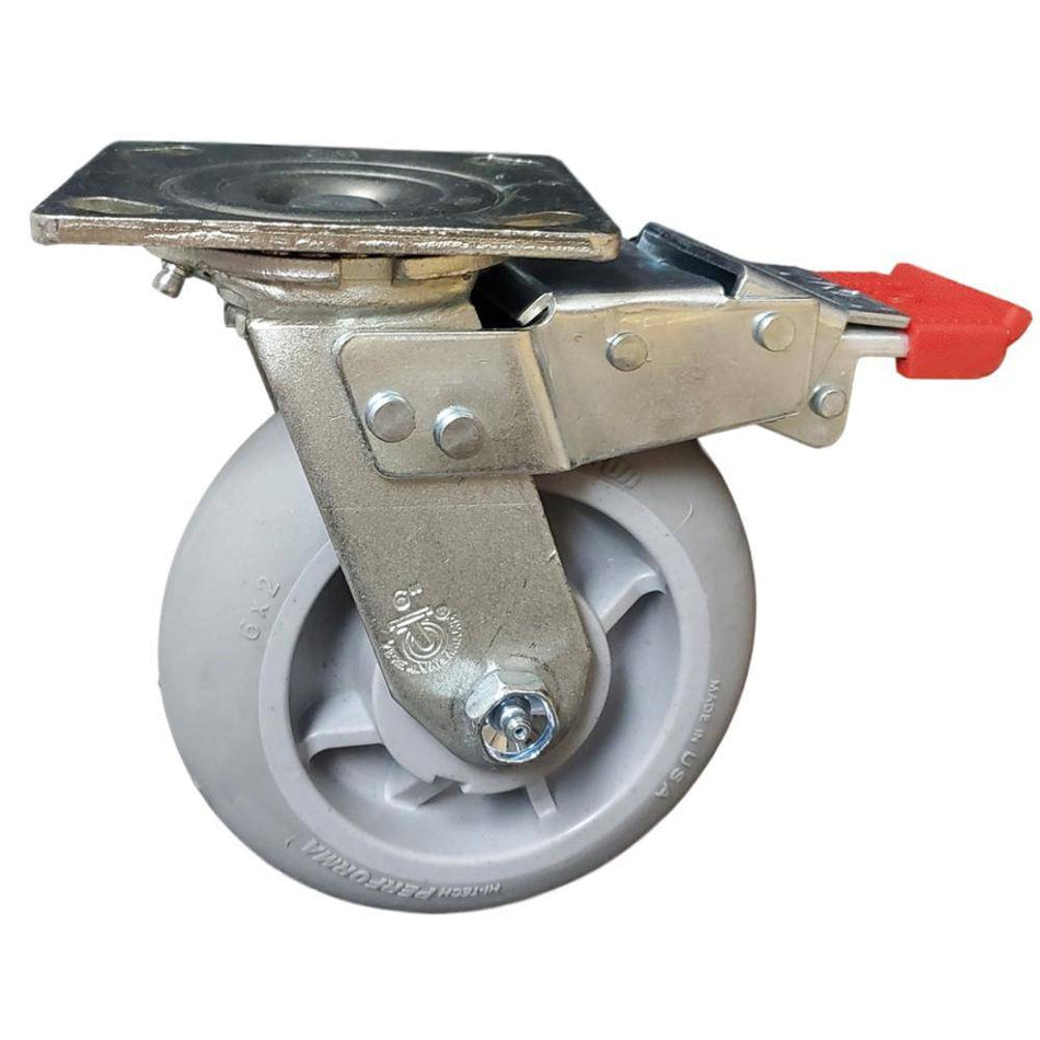 6" x 2" Colson Performa Wheel Swivel Caster w/ Total Lock Brake - 450 lbs. Capacity - Colson