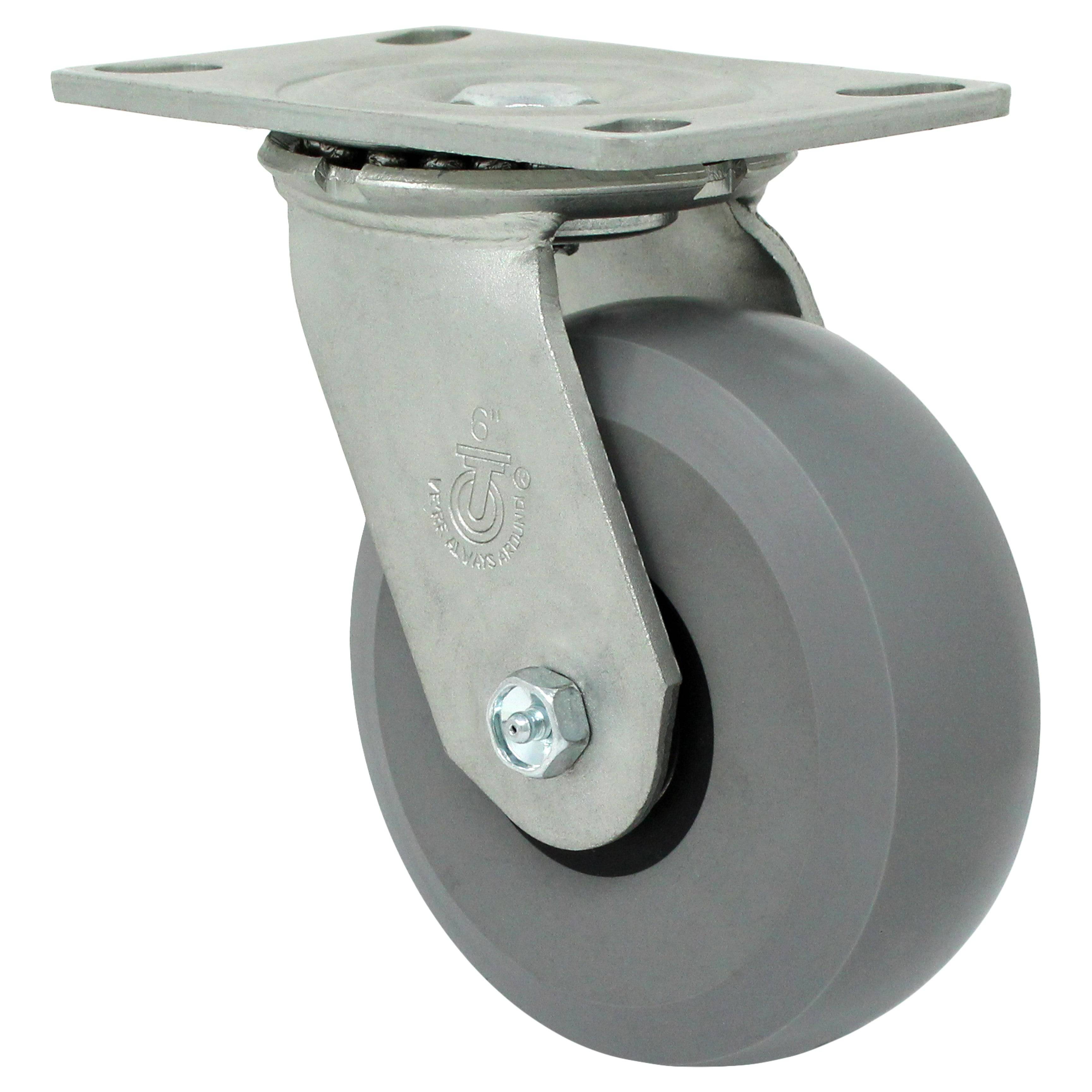 6" x 2" Ergolastomer Wheel Swivel Caster - 1500 lbs. Capacity - Durable Superior Casters