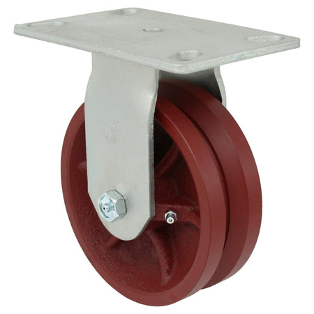 6" x 2" V-Groove Ductile Steel Rigid Caster - 1,500 lbs. Cap. - Durable Superior Casters