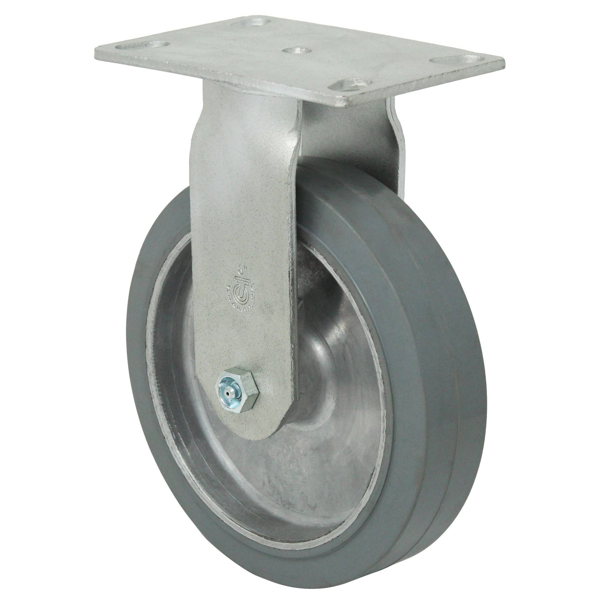 8" x 2" Mold On Rubber Aluminum Wheel Rigid Caster - 600 lbs. Capacity - Durable Superior Casters