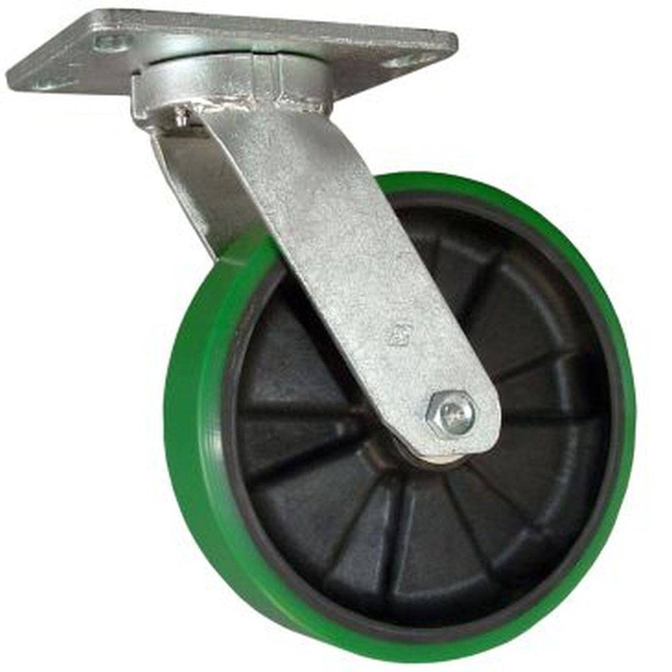 8" x 2" Heavy Duty Polyon MaxRok Kingpinless Swivel Caster - 1400 lbs. Cap. - Durable Superior Casters