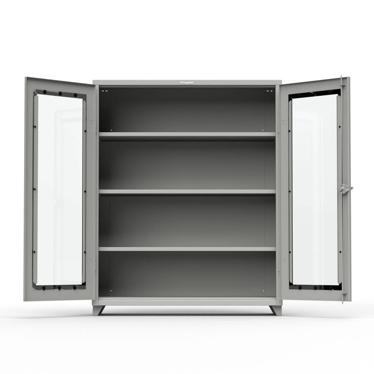 Extra Heavy Duty 14 GA Clearview Cabinet with 3 Shelves - 60 In. W x 24 In. D x 75 In. H - Strong Hold