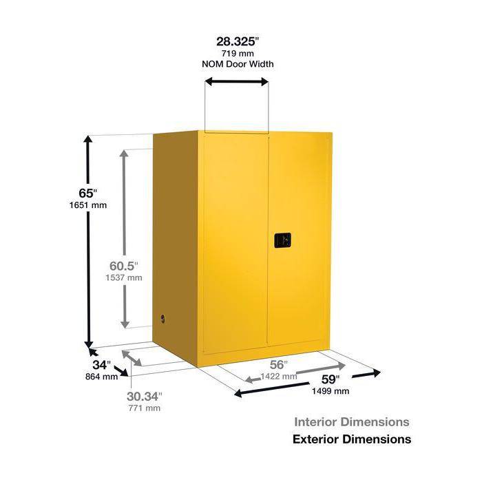 Sure-Grip EX Vertical Drum Safety Cabinet, Rollers, 110 Gal, 2 M/C Dr - Justrite