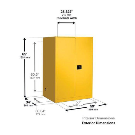 Sure-Grip EX Vertical Drum Safety Cabinet, Rollers, 110 Gal, 2 M/C Dr - Justrite