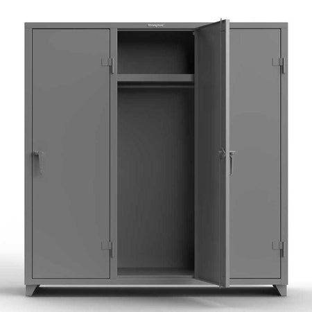 Extra Heavy Duty 14 GA Single-Tier Locker with Shelf and Hanger Rod, 3 Compartments - 72in. W x 24 in. D x 75 in. H - Strong Hold