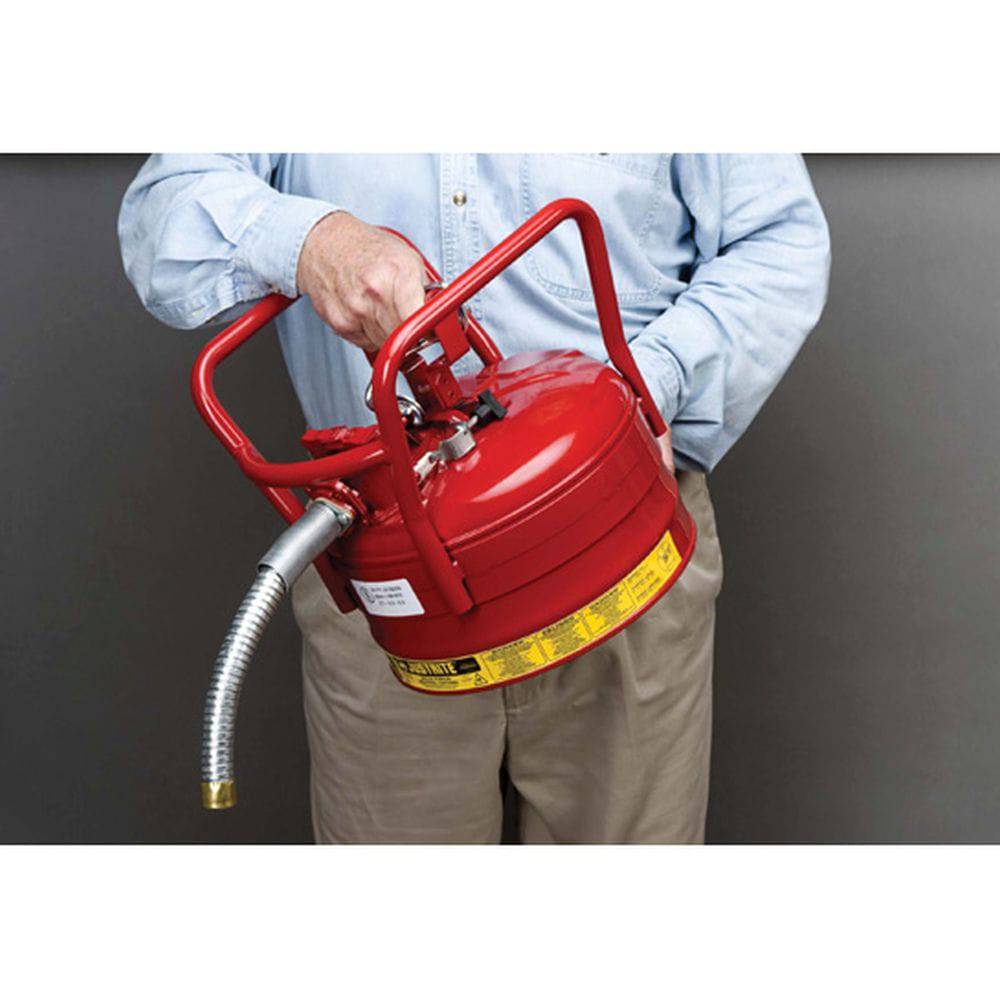 Type II AccuFlow DOT Steel Safety Can, 2.5 gal, 1" Hose, Flame Arrest - Justrite