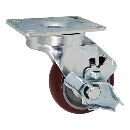 3" x 1-1/4" Polymadic Wheel Swivel Caster w/ Top Lock Brake - 300 Lbs. Capacity - Durable Superior Casters