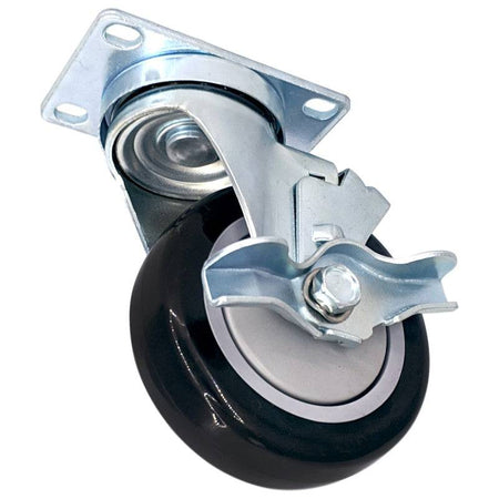 4" x 1-1/4" Poly-Pro Wheel Swivel Caster w/ Brake - 300 lbs. Capacity - Durable Superior Casters