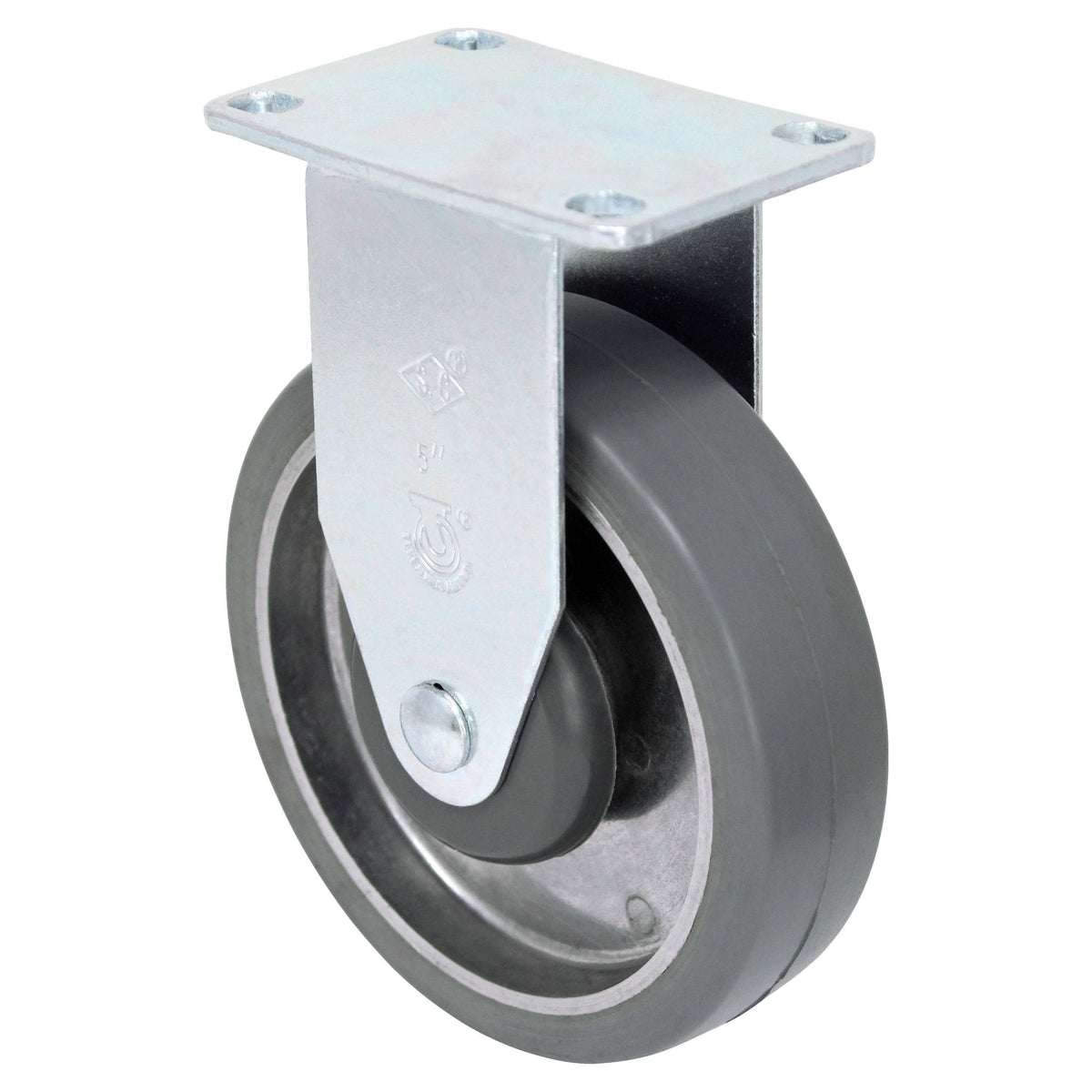 5" x 1-1/4" Mold-On Rubber Aluminum Wheel Rigid Caster - 325 lbs. capacity - Durable Superior Casters