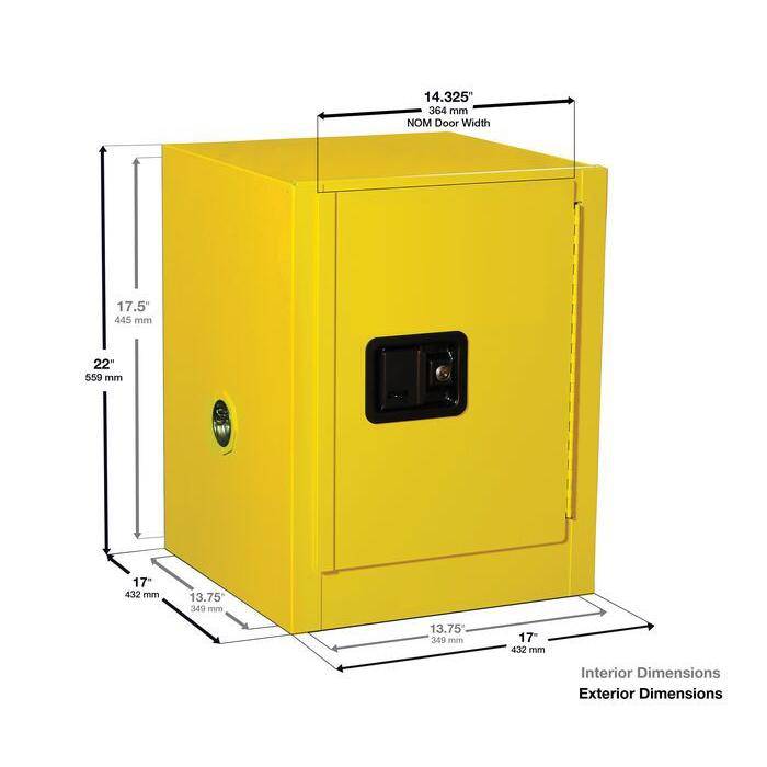 Sure-Grip Ex Countertop Flammable Safety Cab, 4 Gal, 1 Shelf, 1 s/c Dr - Justrite