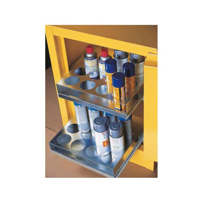 1 Door, Manual Close, 2 Drawers, 24 Can Benchtop Flammable Cabinet, Sure-Grip EX, Yellow - 890500 - Justrite